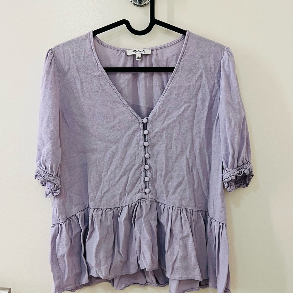 Madewell Lavender Blouse with Button Detail